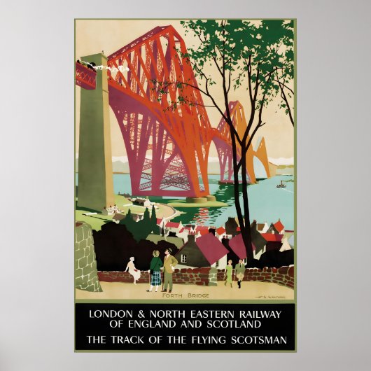 Vintage Scotland Forth Bridge Railway Travel ポスター (正面)