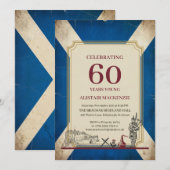 Vintage Scottish Flag Saltire 60th Birthday 招待状 (正面/裏面)