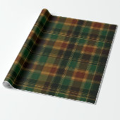 Vintage Scottish Green Navy Tartan Plaid Pattern ラッピングペーパー (アンロールド)