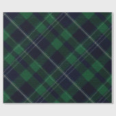 Vintage Scottish Green Navy Tartan Plaid Pattern ラッピングペーパー (フラット)