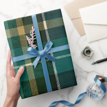 Vintage Scottish Green Navy Tartan Plaid Pattern