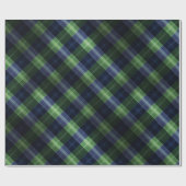 Vintage Scottish Green Navy Tartan Plaid Pattern ラッピングペーパー (フラット)