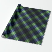 Vintage Scottish Green Navy Tartan Plaid Pattern ラッピングペーパー (アンロールド)