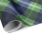 Vintage Scottish Green Navy Tartan Plaid Pattern ラッピングペーパー (ロールコーナー)