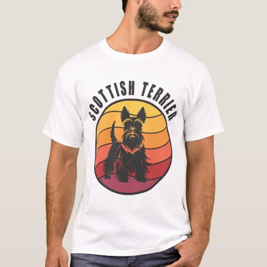 Vintage Scottish Terrier Sunse Tシャツ (正面)