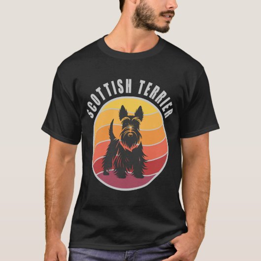 Vintage Scottish Terrier Sunset Tシャツ (正面)