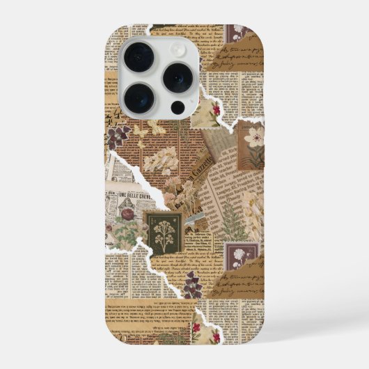 Vintage Scrapbook Collage Aesthetic phone case iPhoneケース (裏面)