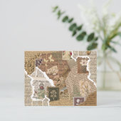 Vintage Scrapbook Collage Antique Ephemera Aesthet ポストカード (スタンド正面)