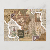Vintage Scrapbook Collage Antique Ephemera Aesthet ポストカード (正面)
