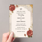 Vintage Scrapbook Wedding Invite Pressed Flowers アクリル招待状 (インサイチュ (ポータブル))