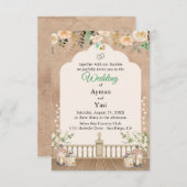 Vintage Scrapbook Wedding Invite Pressed Flowers 出欠カード (正面/裏面)