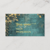 Vintage Script Emerald Green Gold and Black  予約カード (正面)