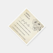Vintage Script Floral Fun Facts Wedding スタンダードカクテルナプキン (角)