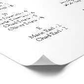 Vintage Script Horizontal Alphabetical Seating ポスター (角)