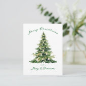 Vintage Script Non Photo Green Christmas Tree      シーズンポストカード (スタンド正面)