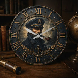 Vintage Sea Captain Nautical Lighthouse Maritime ラージ壁時計