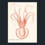 Vintage Sea Life Scientific Oceanography Octopus ポスター<br><div class="desc">This cool vintage design features a field guide style orange drawing of "pinnoctopus cordiformis" a species of octopi with the scientific name in a handwritten script font in black on a beige background.</div>
