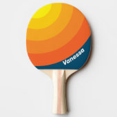 Vintage Sea Sun Circle Stripe with Name 卓球ラケット (裏面)