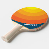 Vintage Sea Sun Circle Stripe with Name 卓球ラケット (正面アングル)