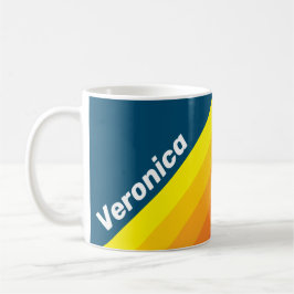 Vintage Sea Sun Stripes with Name コーヒーマグカップ