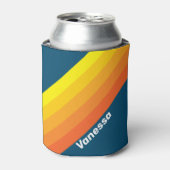 Vintage Sea Sun Stripes with Name 缶クーラー (缶正面)