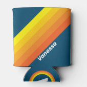 Vintage Sea Sun Stripes with Name 缶クーラー (裏面)