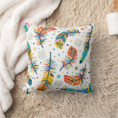 Vintage seamless feathers pattern in boho style クッション (ブランケット)