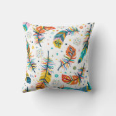 Vintage seamless feathers pattern in boho style クッション (裏面)