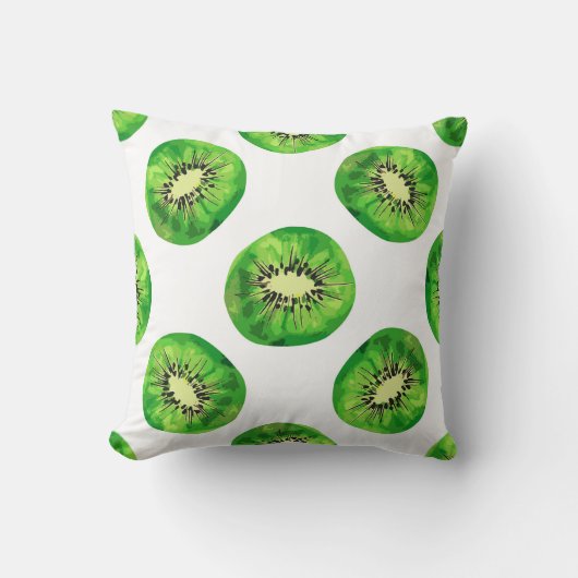 vintage Seamless pattern kiwi illustration hand dr クッション (正面)