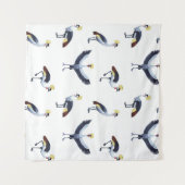 Vintage seamless pattern with crowned crane birds. タペストリー (正面(横))