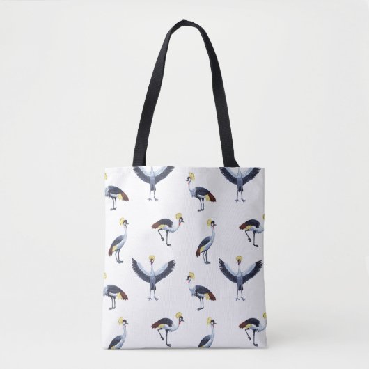 Vintage seamless pattern with crowned crane birds. トートバッグ (正面)