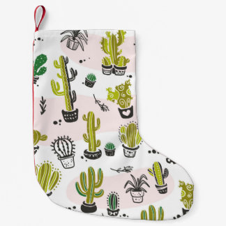 vintage seamless pattern with hand drawn cactus el スモールクリスマスストッキング