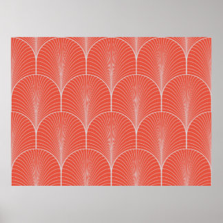 Vintage seamless red and gray art deco wallpaper p ポスター