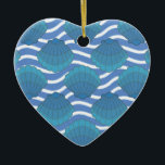 Vintage Seashell And Waves Pattern セラミックオーナメント<br><div class="desc">A blue seashell and waves pattern drawing. Mosaic style design in shades of blue.</div>