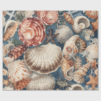 Vintage Seashells Beach Coastal Christmas  ラッピングペーパー