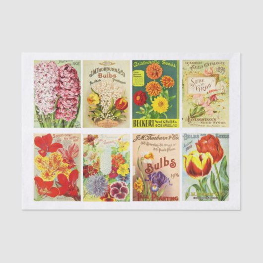 Vintage Seed Packet Collection Decoupage Collage 薄葉紙 (正面)