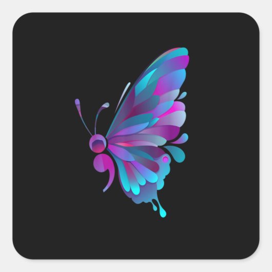 Vintage Semicolon Butterfly Semi Colon スクエアシール (正面)