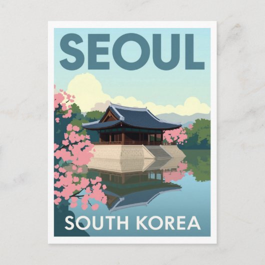 Vintage Seoul Palace and Blossoms ポストカード (正面)
