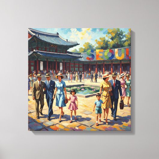 Vintage Seoul Palace Courtyard Canvas Art キャンバスプリント (正面)