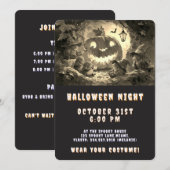 Vintage Sepia Kawaii Witch Halloween Party 招待状 (正面/裏面)