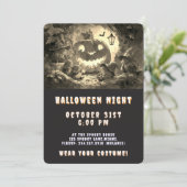 Vintage Sepia Kawaii Witch Halloween Party 招待状 (スタンド正面)