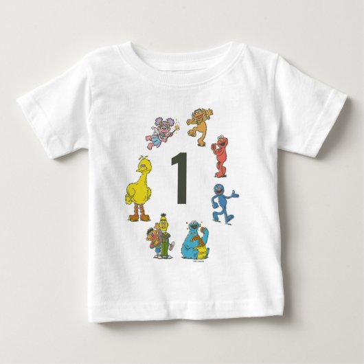 Vintage Sesame Street Characters Birthday Baby T-S ベビーTシャツ (正面)
