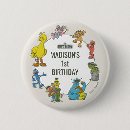 Vintage Sesame Street Characters Birthday Button 缶バッジ