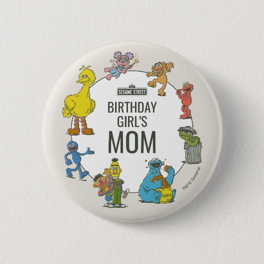 Vintage Sesame Street Characters Birthday Button 缶バッジ (正面)