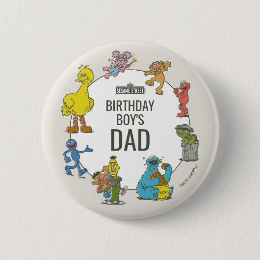 Vintage Sesame Street Characters Birthday Button 缶バッジ (正面)