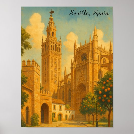 Vintage Seville Spain Andalusia Travel ポスター (正面)