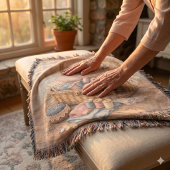 Vintage Sewing Basket Cottagecore Pastel スローブランケット