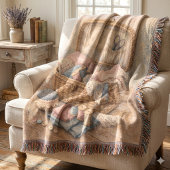 Vintage Sewing Basket Cottagecore Pastel スローブランケット