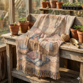 Vintage Sewing Basket Cottagecore Pastel スローブランケット