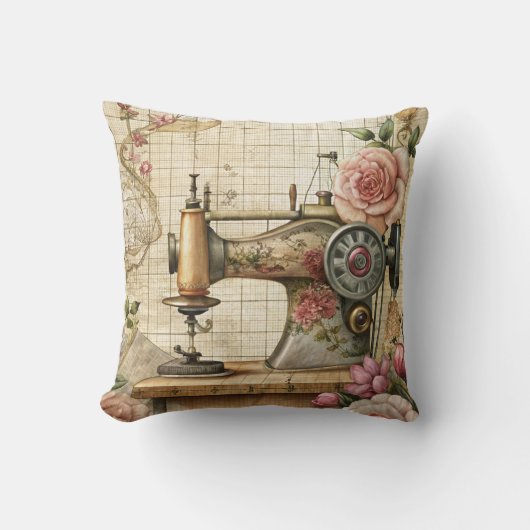 Vintage Sewing Machine クッション (正面)